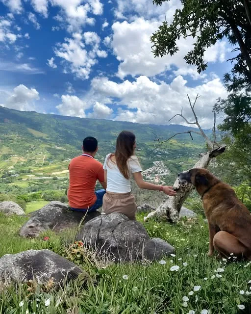 Visitantes en el mirador de la finca